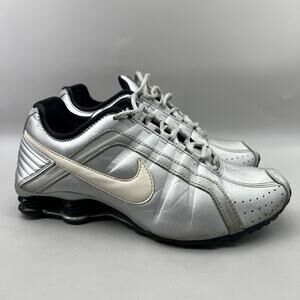 Nike Shox Junior Running Shoes Women Size 8 Silver Synthetic Comfort Sneakers